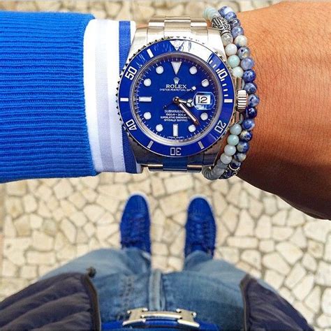 rolex zilver met blauw